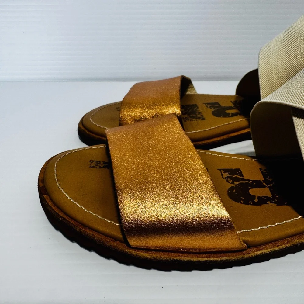 Sorel Ella Metallic Gold and Cream Sandals Size 7 - Picture 5 of 14